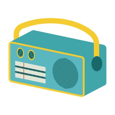 Radyolar, kasetler ve bilgisayarlar dahil olmak üzere geçmişe dönük teknoloji ve ortam simgeleri.