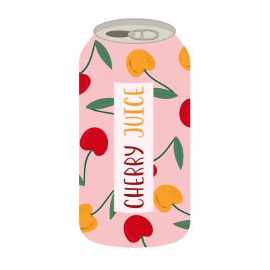 Renkli etiketli meyve suyu ve içecek kutularının düz çizimleri. Yaz soğuğu ve meşrubat.