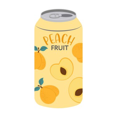 Basit tasarımlarla konserve ve şişelenmiş meyve sularının renkli çizimleri. Yaz soğuğu ve meşrubat.