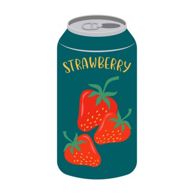 Basit tasarımlarla konserve ve şişelenmiş meyve sularının renkli çizimleri. Yaz soğuğu ve meşrubat.