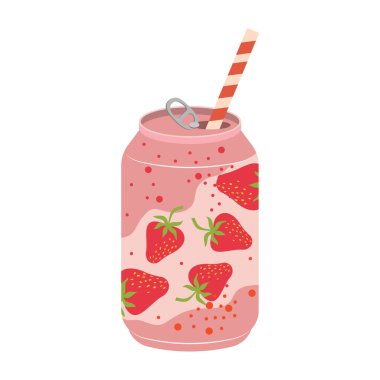 Basit tasarımlarla konserve ve şişelenmiş meyve sularının renkli çizimleri. Yaz soğuğu ve meşrubat.