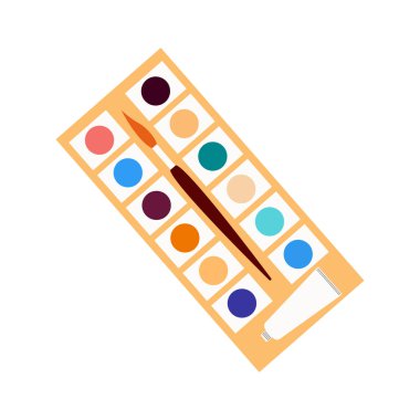 Okullara yaratıcı malzemeler ve çizim araçları düz simgeler.