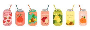 Şişelerde ve kartonlarda renkli soğuk içecek resimleri..