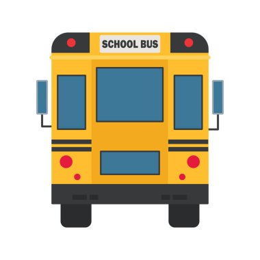 Çeşitli sarı okul otobüsleri. Düz Çizim.