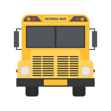 Çeşitli sarı okul otobüsleri. Düz Çizim.