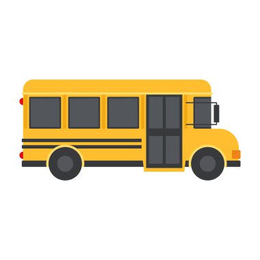 Çeşitli sarı okul otobüsleri. Düz Çizim.