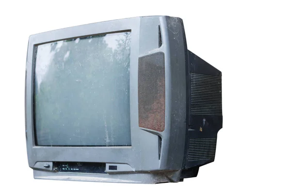 Oude Televisie Geïsoleerd Witte Achtergrond — Stockfoto