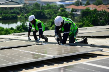 Professional engineer technician with safety helmet checking system. High quality photo