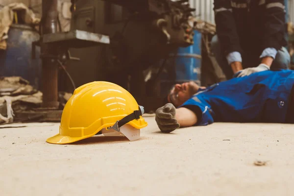 Engineer worker with accident at factory, Worker with injury from machine working