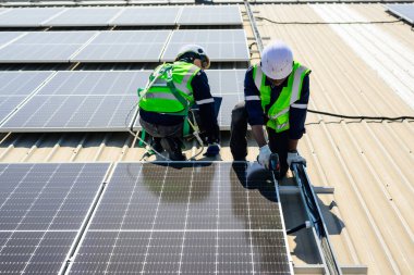 Professional engineer technician with safety helmet checking system. High quality photo