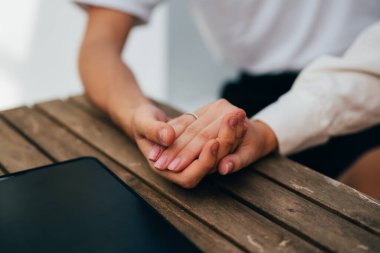 Couple of romantic young people spending time together on weekend at home, Boyfriend and girlfriend portrait, Vintage style photo