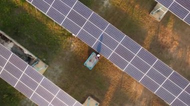 Solar panels in solar power station at solar cell farm, Green energy from sun, Ecology solar power in field, Electrical innovation from nature environment