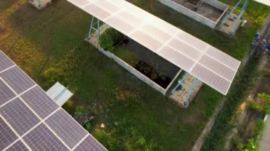 Solar panels in solar power station at solar cell farm, Green energy from sun, Ecology solar power in field, Electrical innovation from nature environment