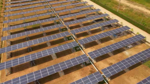 Солнечные Батареи Солнечной Электростанции Ферме Солнечных Батарей Зеленая Энергия Солнца — стоковое видео