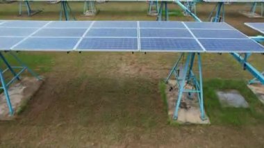 Solar panels in solar power station at solar cell farm, Green energy from sun, Ecology solar power in field, Electrical innovation from nature environment