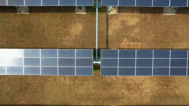 太阳能电池农场太阳能电站的太阳能电池板 太阳能绿色能源 田间生态太阳能 自然环境的电力创新 — 图库视频影像