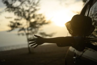 Happy Asian family travel together on beach on holiday. Family with beach travel. People enjoying with holiday vacation. High quality photo