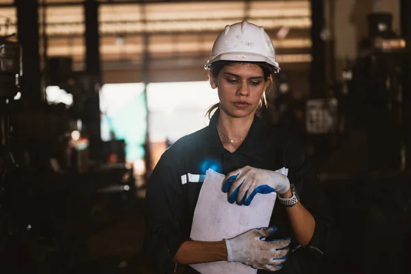 Tired female worker, Sad face of worker industrial