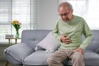 Senior stomach pain, Pain in the stomach, Elderly with stomach ache, Elderly upset stomach, Senior constipation hand touch abdomen, Senior man feeling suffer from terrible stomachache