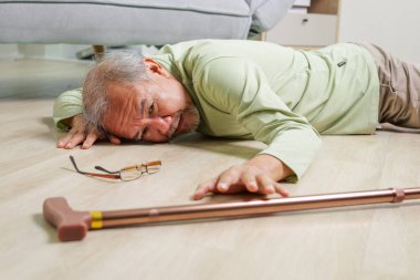 Senior slip and fall, Elderly people accident slip and fall, Unconscious people on ground, Accident in home, Accident of senior slip and fall to floor