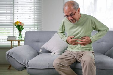 Senior stomach pain, Pain in the stomach, Elderly with stomach ache, Elderly upset stomach, Senior constipation hand touch abdomen, Senior man feeling suffer from terrible stomachache