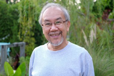 Strong senior, Senior portrait, Happy senior man looking camera, Smiling portrait of grandfather looking camera