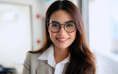 Confident businesswoman at office, Profession female manager working with happiness, High quality photo