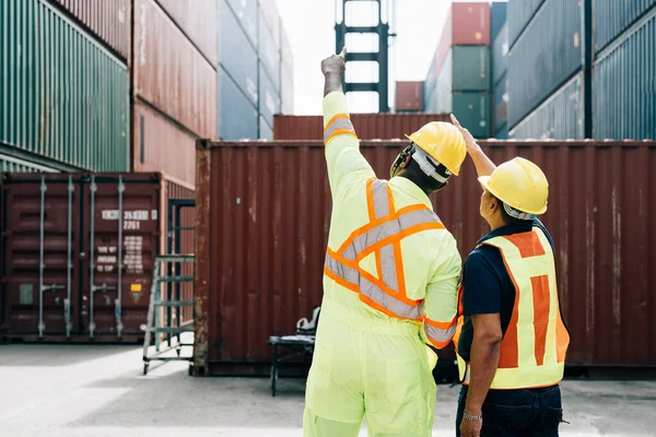 Warehouse Engineer Worker Working Industrial Container Yard Logistics Transportation Import — Stock Photo, Image