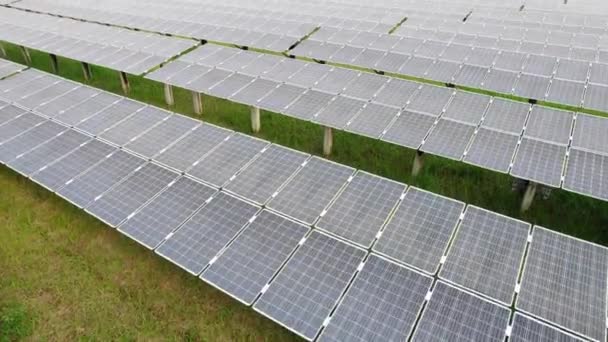 Usina Com Campo Verde Técnico Que Trabalha Fazenda Solar Ecológica — Vídeo de Stock