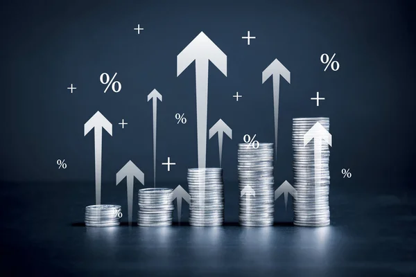 Coin Upper Sign Growth Investing Involves Taking Risk Potentially Higher — Stock Photo, Image