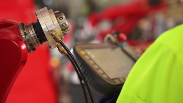 Mechanical Maintenance Engineer Repairing Engine Machine Repair Shop Factory Mechanic — Stock Video