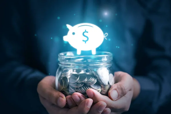 Hands Holding Money Coin Saving Money Wealth Financial Growth Investing — Stock Photo, Image