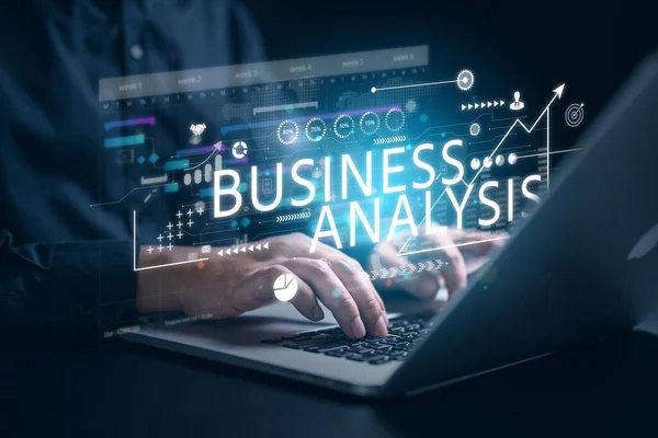 business analysis chart KPI showing on laptop technology . Data analysis chart