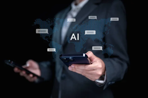 AI Chat Artificial Intelligence, AI language model, Technology Innovation, Brain representing artificial intelligence, Digital transformation concept, Human and technology