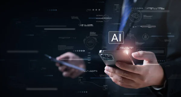 Empresario Con Inteligencia Artificial Inteligente Personas Con Inteligencia Artificial Tecnología — Foto de Stock
