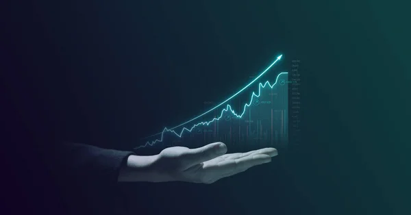 Emberek Virtuális Üzleti Grafikon Növekedési Pénzügyi Terv Chart Üzleti Grafikon — Stock Fotó