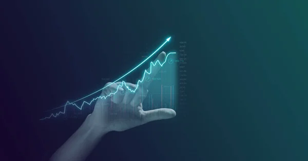 Emberek Virtuális Üzleti Grafikon Növekedési Pénzügyi Terv Chart Üzleti Grafikon — Stock Fotó