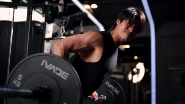 健康强壮的男子在体育俱乐部举重和哑铃 健康的男子在健身中心进行运动训练 锻炼身体 — 图库视频影像