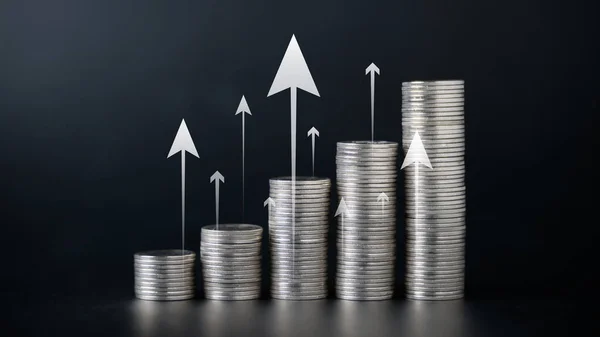 Coin Upper Sign Growth Investing Involves Taking Risk Potentially Higher — Stock Photo, Image