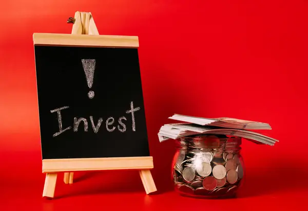 Coins Glass Jar Financial Business Investment Growing Money People Saving — Stock Photo, Image