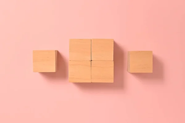 Cubi Legno Modellano Sfondo Astratto Concetto Business Processo Business Copia — Foto Stock
