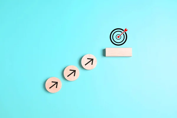 success target background. step of success target to the arrow board. arrow hit on middle board . target and success symbol. High quality photo.