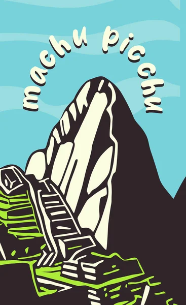Machu Picchu Poster Style Illustration — Fotografia de Stock