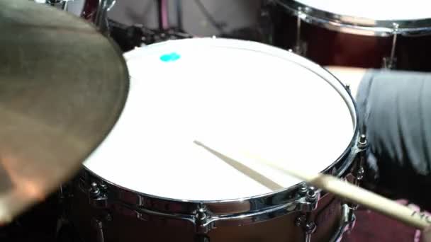 Live Session Acoustic Drumming — Stock Video