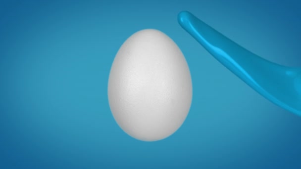Easter Egg Painted Sky Blue Dye Splash Slow Motion Phantom — Video Stock
