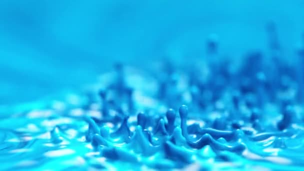 Брызги Синей Краски Медленном Движении Абстрактно Энергетически Подпрыгивая Крашеная Жидкость — стоковое видео