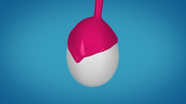 Easter Egg Painted Pink Dye Splash Slow Motion Phantom Flex — Stock Video