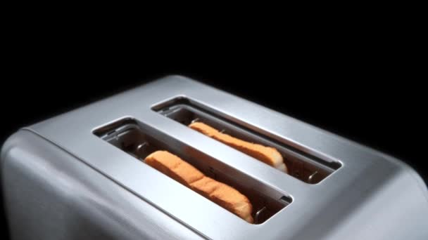 토스터 Bread Slot Two Crunchy Toasts Popping Out Machine Slow — 비디오