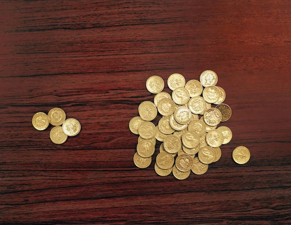 Большая Группа Фунтовых Монет Столе — стоковое фото