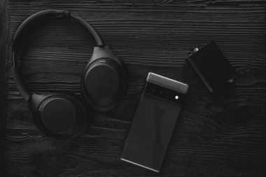 Hareket halindeyken müzik dinlemek için gereken her şey. Yüksek kalite fotoğraf